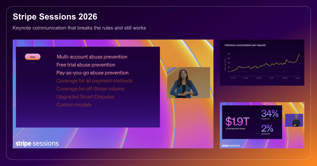 Analyzing Stripe Sessions 2026 Keynote Communication: How They Break the Rules and Still Succeed