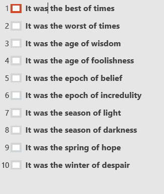 Titles of powerpoint in outline view